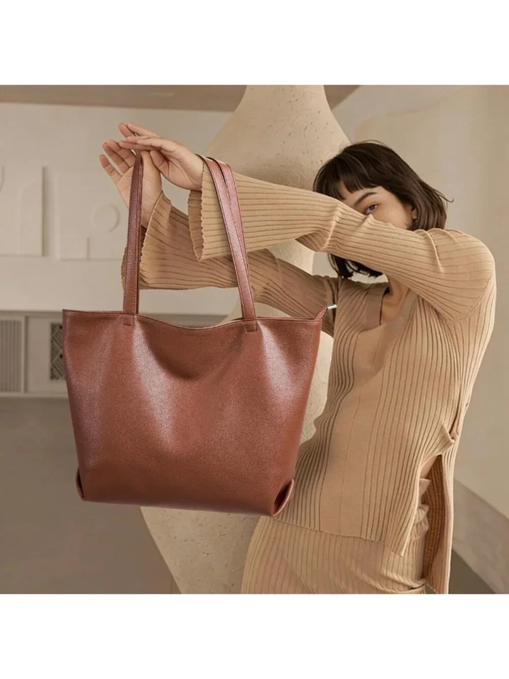 Soft Vegan Leather Tote Bag for Women | Large Hobo Zipper Purse & Casual